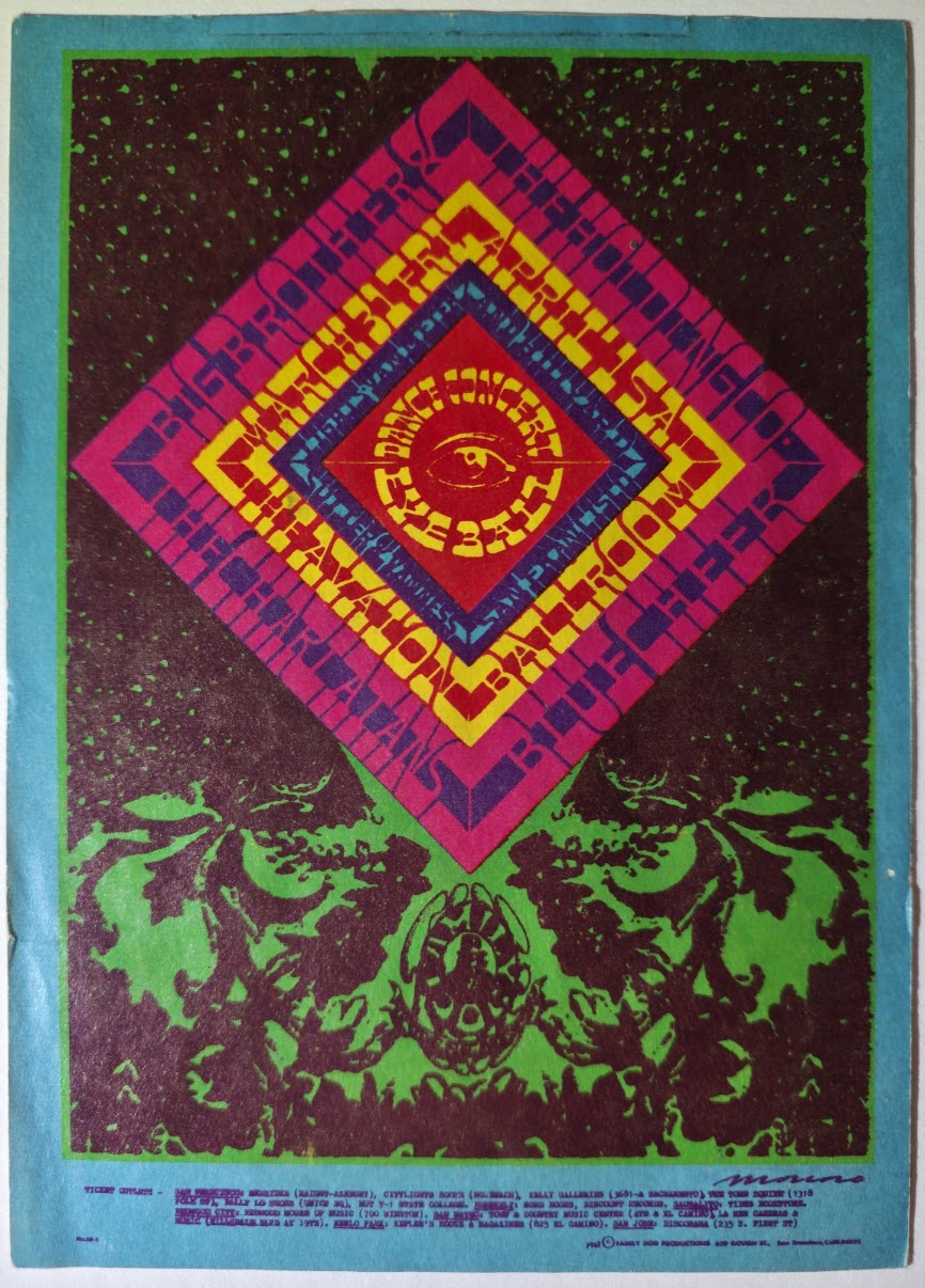 Big Brother & The Holding Co, The Charlatans, Blue Cheer, The Avalon Ballroom by Victor Moscoso - March 31 - April 1, 1967 - Family Dog Vintage Postcard