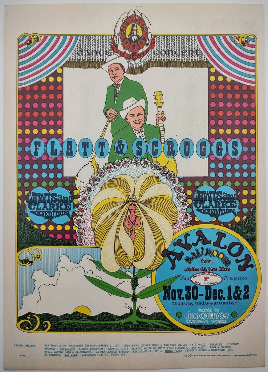 Flatt & Scruggs, The Avalon Ballroom - November 30 - December 2, 1967 - Family Dog Vintage Postcard