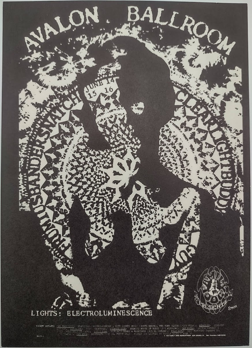 Frumious Bandersnatch, Clear Light, Buddy Guy, The Avalon Ballroom by Larry Stark - June 14-16, 1968 - Family Dog Vintage Postcard