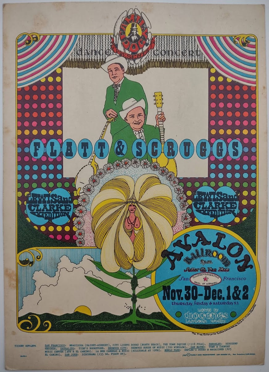 Flatt & Scruggs, The Avalon Ballroom - November 30 - December 2, 1967 - Family Dog Vintage Postcard