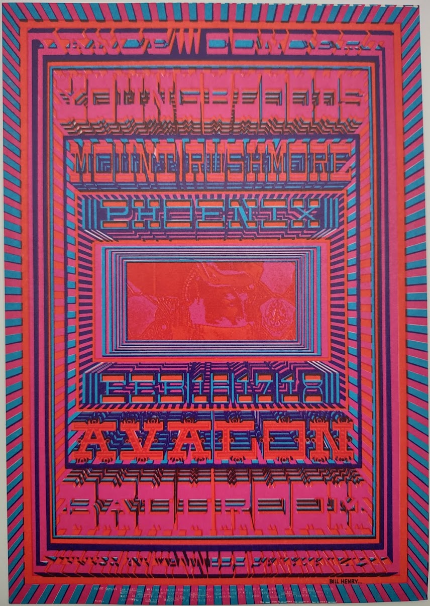 Youngbloods, Mount Rushmore, Phoenix, The Avalon Ballroom by William Henry - February 16-18, 1968 - Family Dog Vintage Postcard