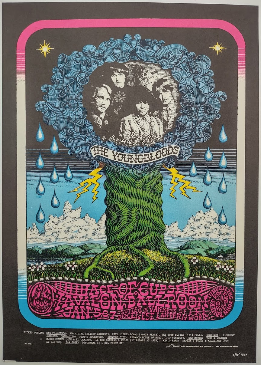 The Youngbloods, Ace Of Cups, The Avalon Ballroom by Charles Lawrence Heald - January 5-7, 1968 - Family Dog Vintage Postcard