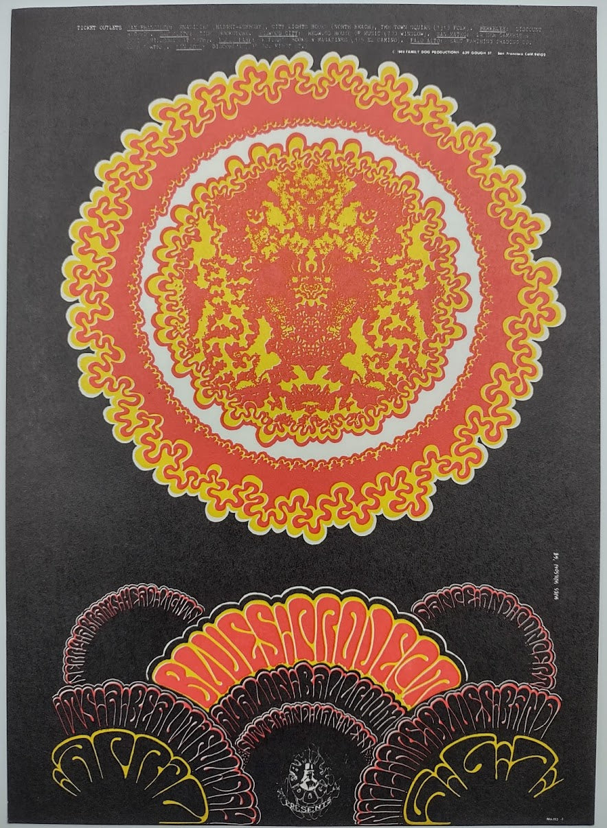The Blues Project, It's A Beautiful Day, The Avalon Ballroom by Wes Wilson - April 5-7, 1968 - Family Dog Vintage Postcard