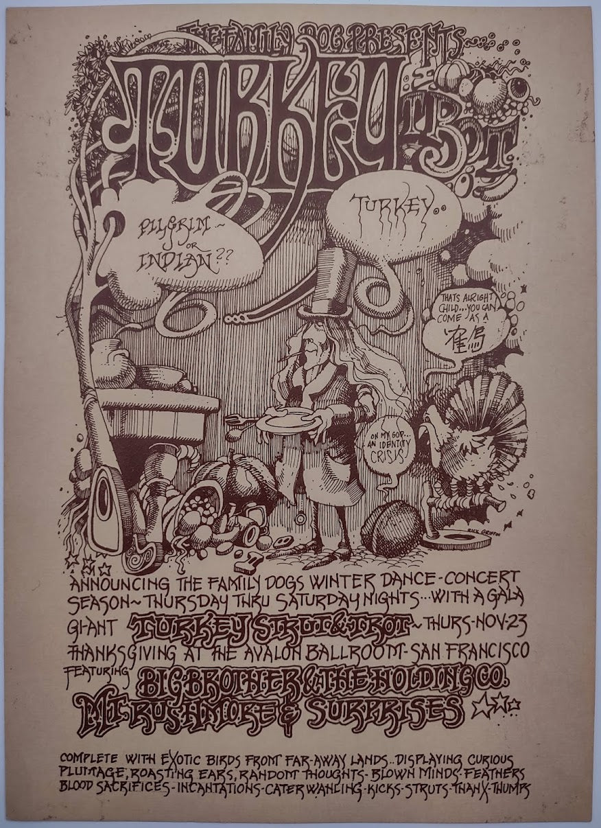 Big Brother & The Holding Company, Mount Rushmore, The Avalon Ballroom by Rick Griffin - November 23, 1967 - Family Dog Vintage Handbill