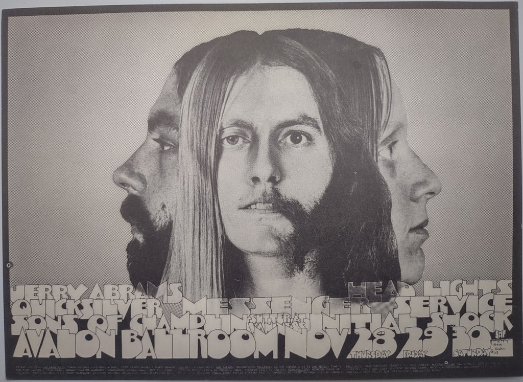 Quicksilver Messenger Service, The Sons Of Champlin, The Avalon Ballroom by San Andreas Fault, Steve Rahn - November 28-30, 1968 - Family Dog Vintage Postcard