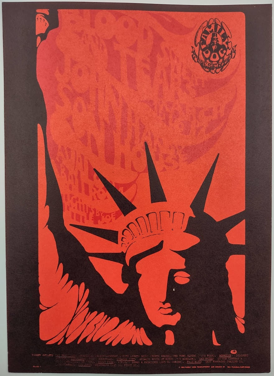 Blood Sweat And Tears, John Handy, Son House, The Avalon Ballroom by Stanley Mouse - March 15-17, 1968 - Family Dog Vintage Postcard