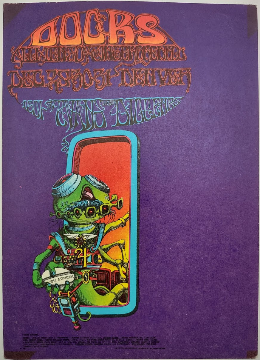 The Doors, Allmen Joy, Denver Dog by Rick Griffin - December 29-31, 1967 - Family Dog Vintage Postcard