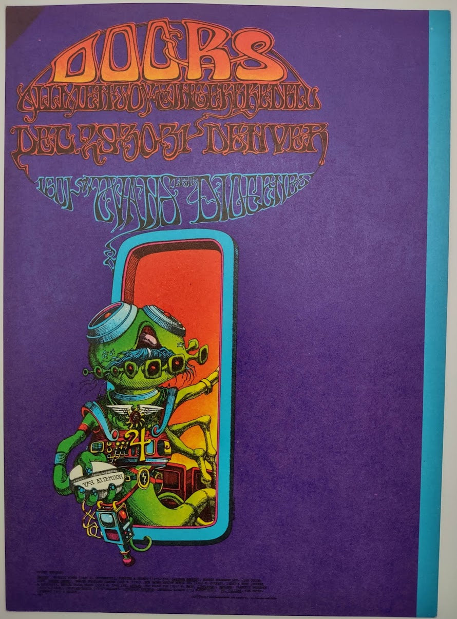 The Doors, Allmen Joy, Denver Dog by Rick Griffin - December 29-31, 1967 - Family Dog Vintage Postcard