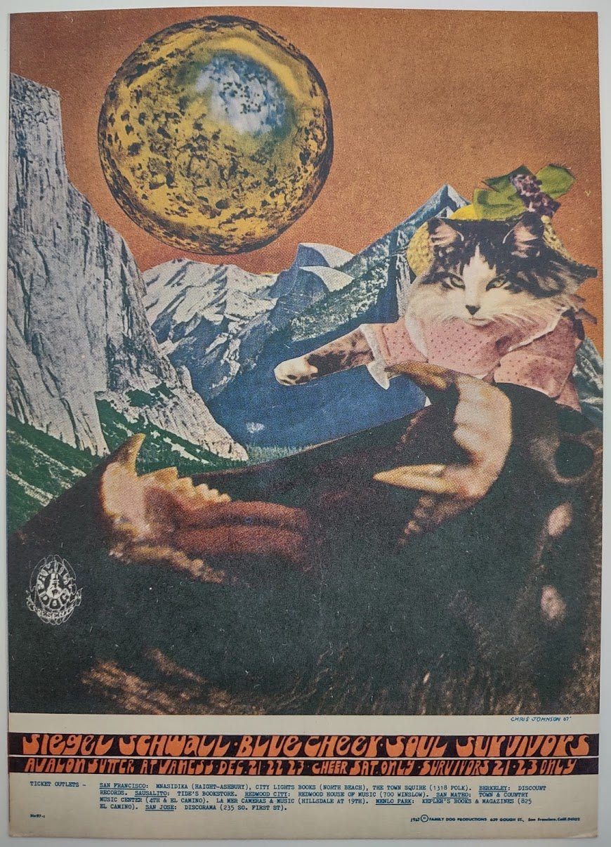 Siegel-Schwall Band, Blue Cheer, The Soul Survivors, The Avalon Ballroom by Chris Johnson - December 21-23, 1967 - Family Dog Vintage Postcard