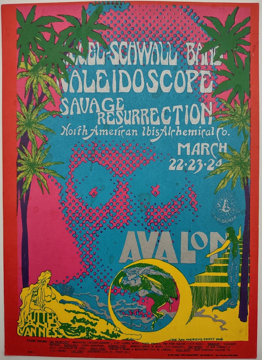 Siegel-Schwall Band, Kaleidoscope, The Avalon Ballroom by San Andreas Fault - March 22-24, 1968 - Family Dog Vintage Postcard