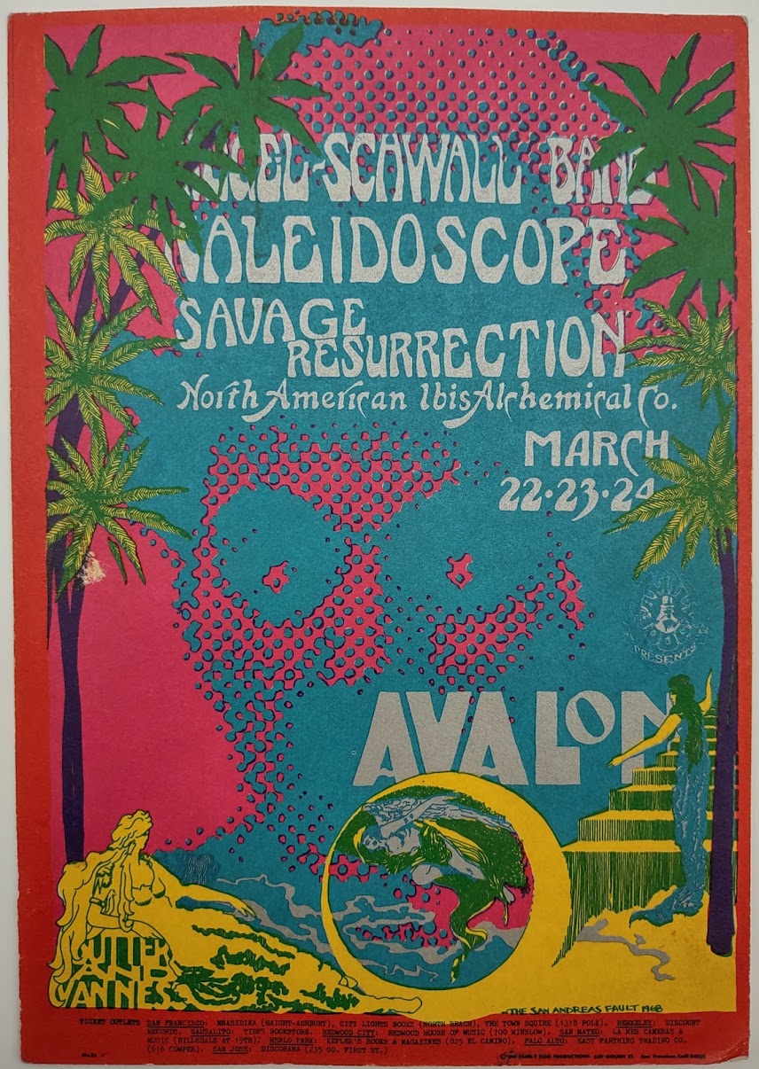 Siegel-Schwall Band, Kaleidoscope, The Avalon Ballroom by San Andreas Fault - March 22-24, 1968 - Family Dog Vintage Postcard