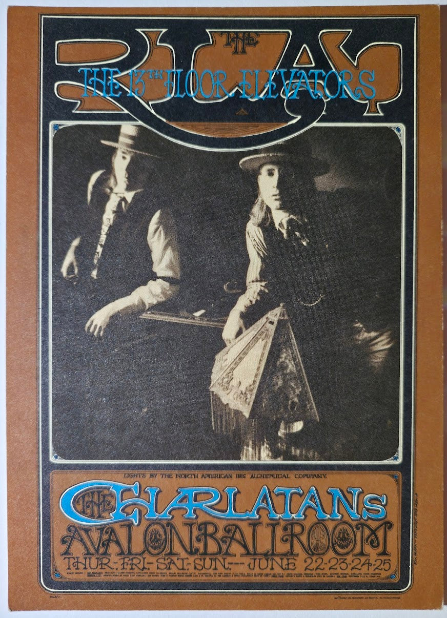 The Charlatans, 13th Floor Elevators, The Avalon Ballroom by Robert Fried, Herb Greene - June 22-25, 1967 - Family Dog Vintage Postcard