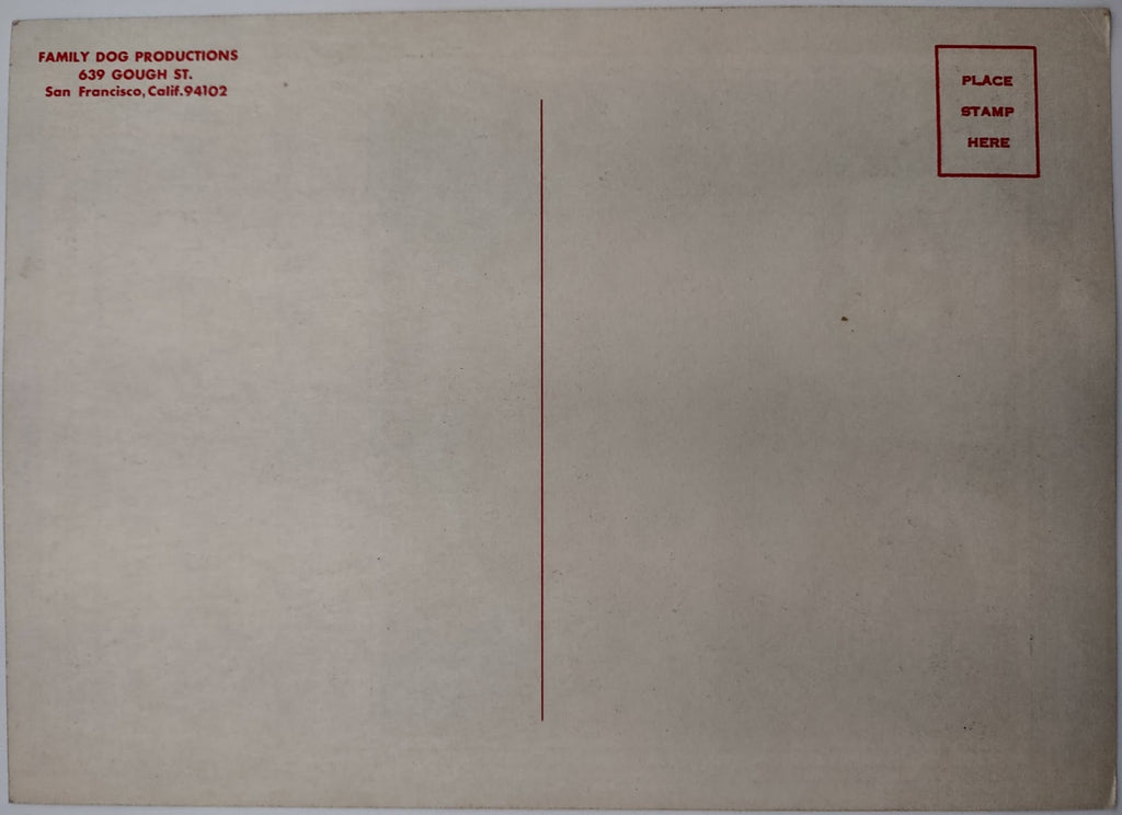 The Doors, The Sparrow, The Avalon Ballroom by Victor Moscoso - March 3-4, 1967 - Family Dog Vintage Postcard