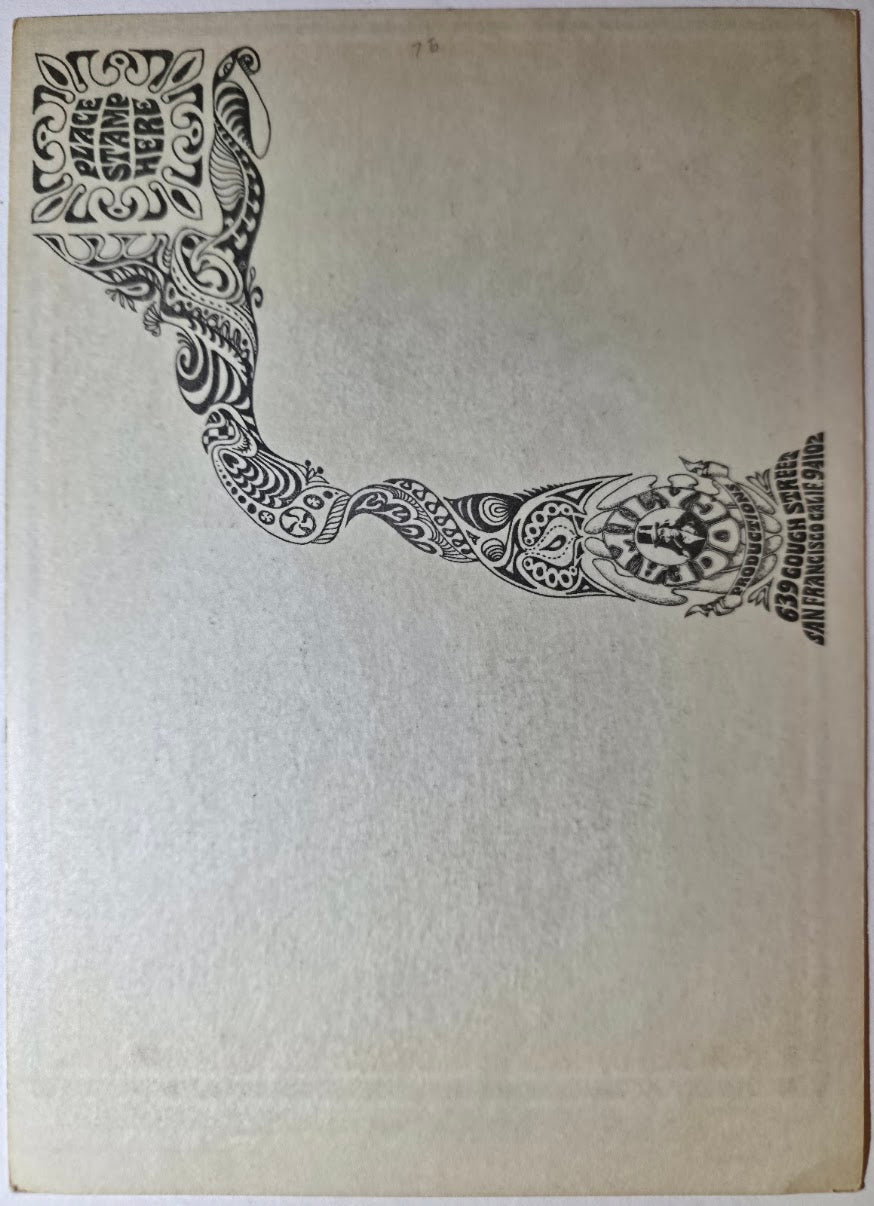 Quicksilver Messenger Servive, The Other Half, Melvyn Q. Watchpocket, The Avalon Ballroom by Jack Hatfield - August 17-20, 1967 - Family Dog Vintage Postcard