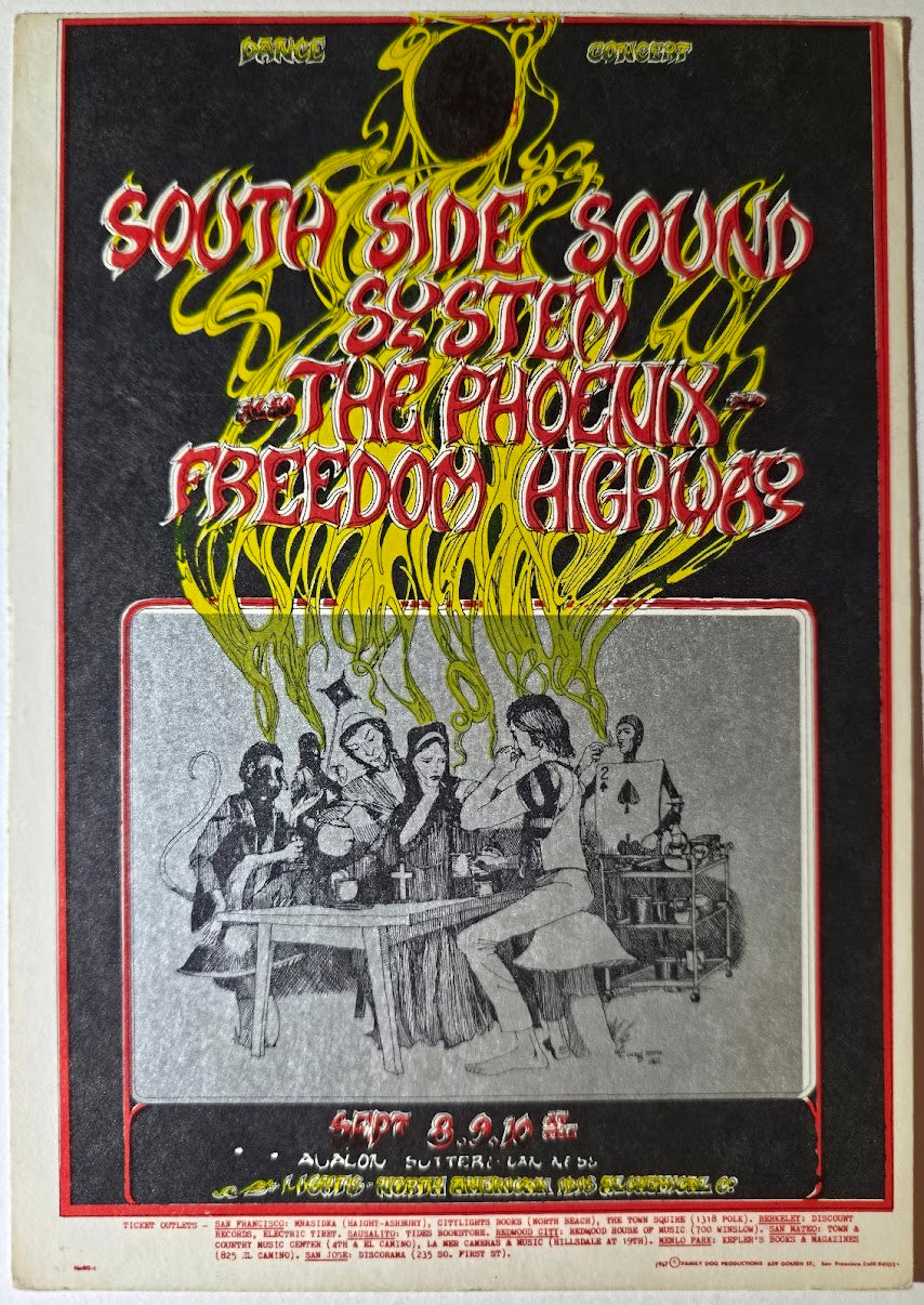 The Southside Sound System, Phoenix, Freedom Highway, The Avalon Ballroom by Greg Irons - September 8-10, 1967 - Family Dog Vintage Postcard