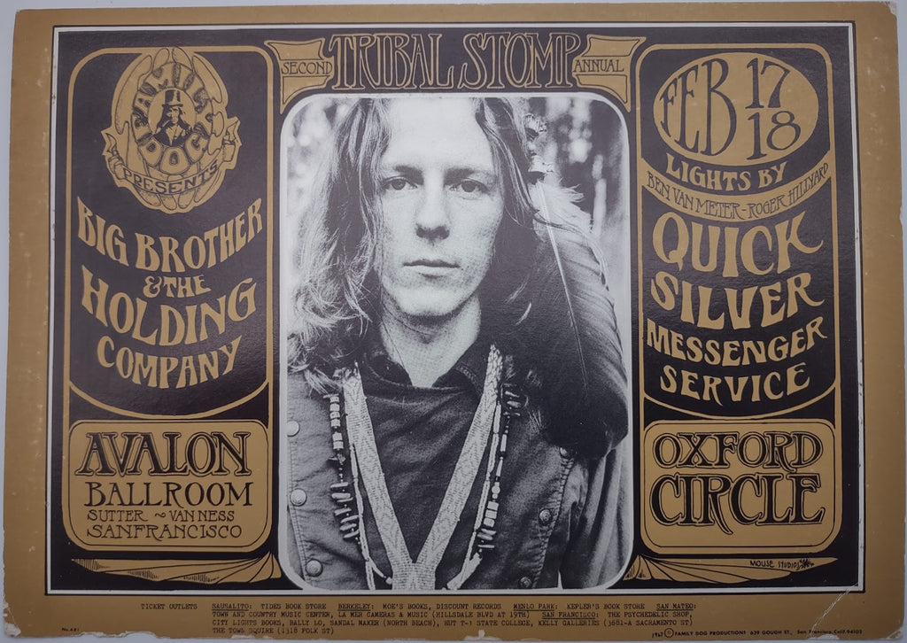 Big Brother & The Holding Company, Quicksilver Messenger Service, The Avalon Ballroom by Stanley Mouse, Alton Kelley - February 17-18, 1967 - Family Dog Vintage Postcard