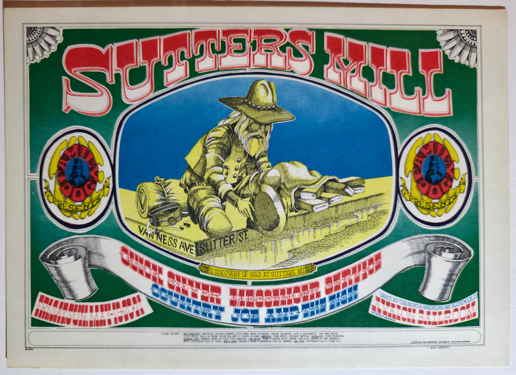 Quicksilver Messenger Service, Country Joe & The Fish, The Avalon Ballroom by Rick Griffin - May 19-21, 1967 - Family Dog Vintage Postcard