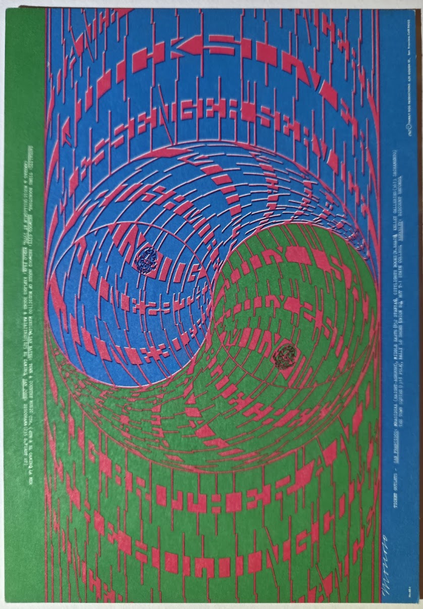 Quicksilver Messenger Service, Mt. Rushmore, Big Brother & The Holding Co, Blue Cheer, The Avalon Ballroom by Victor Moscoso - June 29 - July 1, 1967 - Family Dog Vintage Postcard
