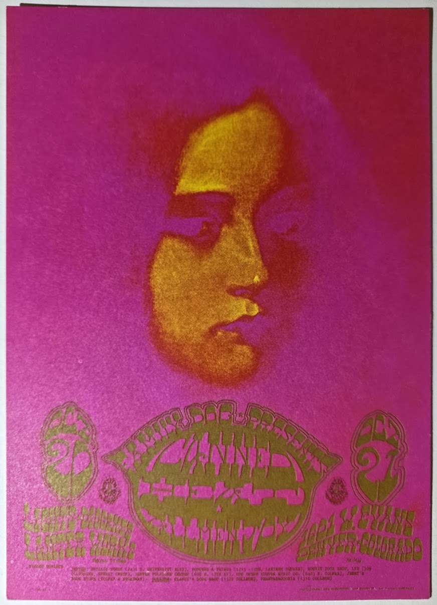 Canned Heat, Allmen Joy, Denver Dog by Stanley Mouse, Alton Kelley - October 20-21, 1967 - Family Dog Vintage Postcard