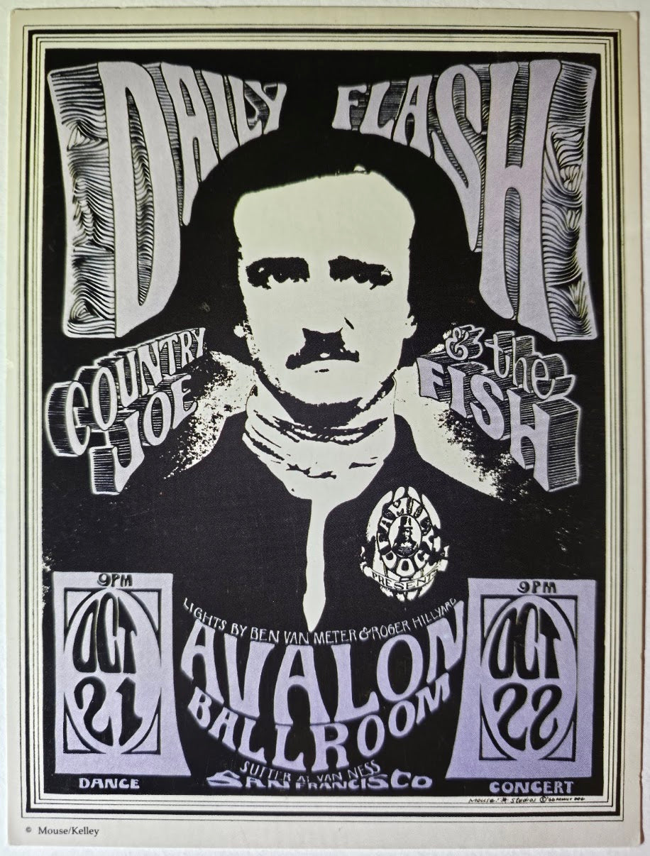 Daily Flash, Country Joe & The Fish, The Avalon Ballroom by Stanley Mouse, Alton Kelley - October 21-22, 1966 - Family Dog Vintage Postcard
