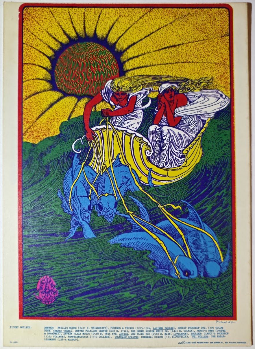 Canned Heat, Siegel-Schwall Band, Denver Dog by Robert Fried - December 8-9, 1967 - Family Dog Vintage Postcard