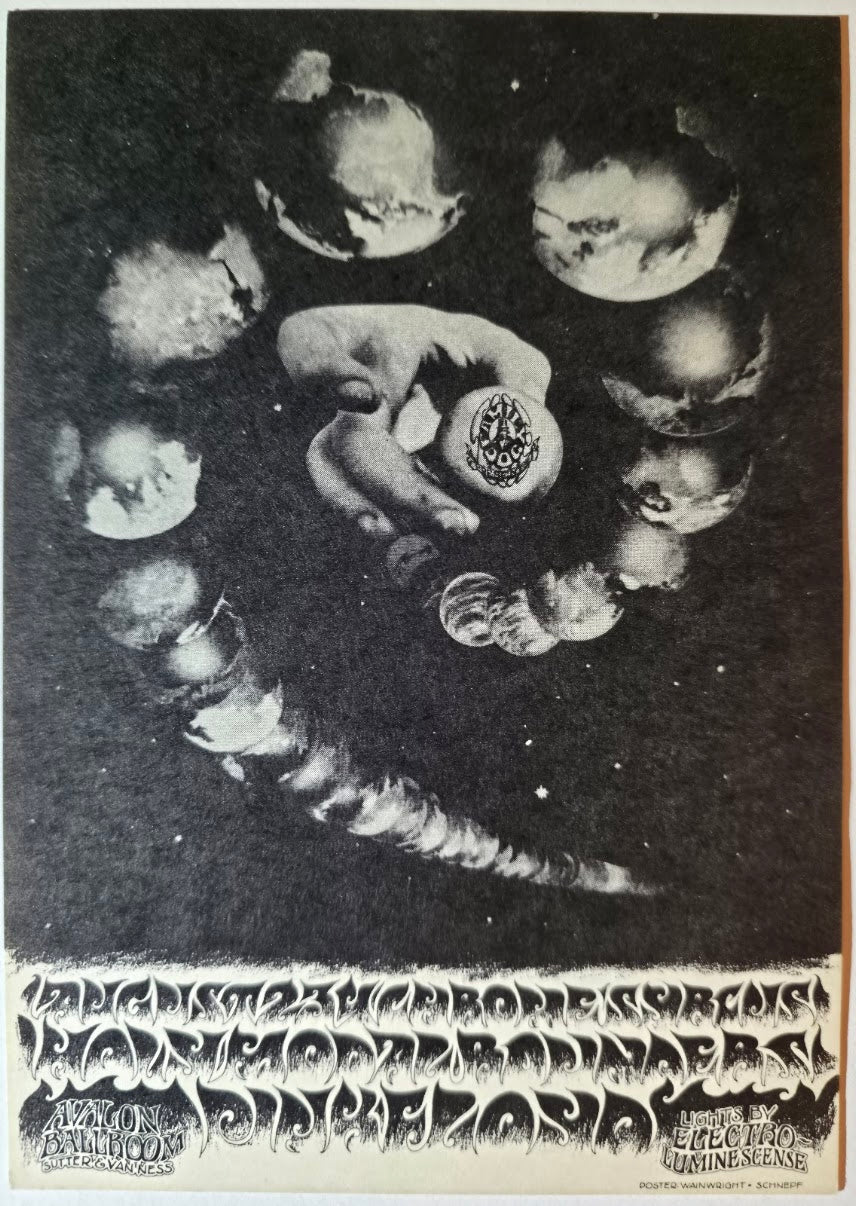 Pink Floyd, Chrome Syrcus, The Holy Modal Rounders, The Avalon Ballroom by Jerry Wainwright, Bob Schnepf - August 2-4, 1968 - Family Dog Vintage Postcard