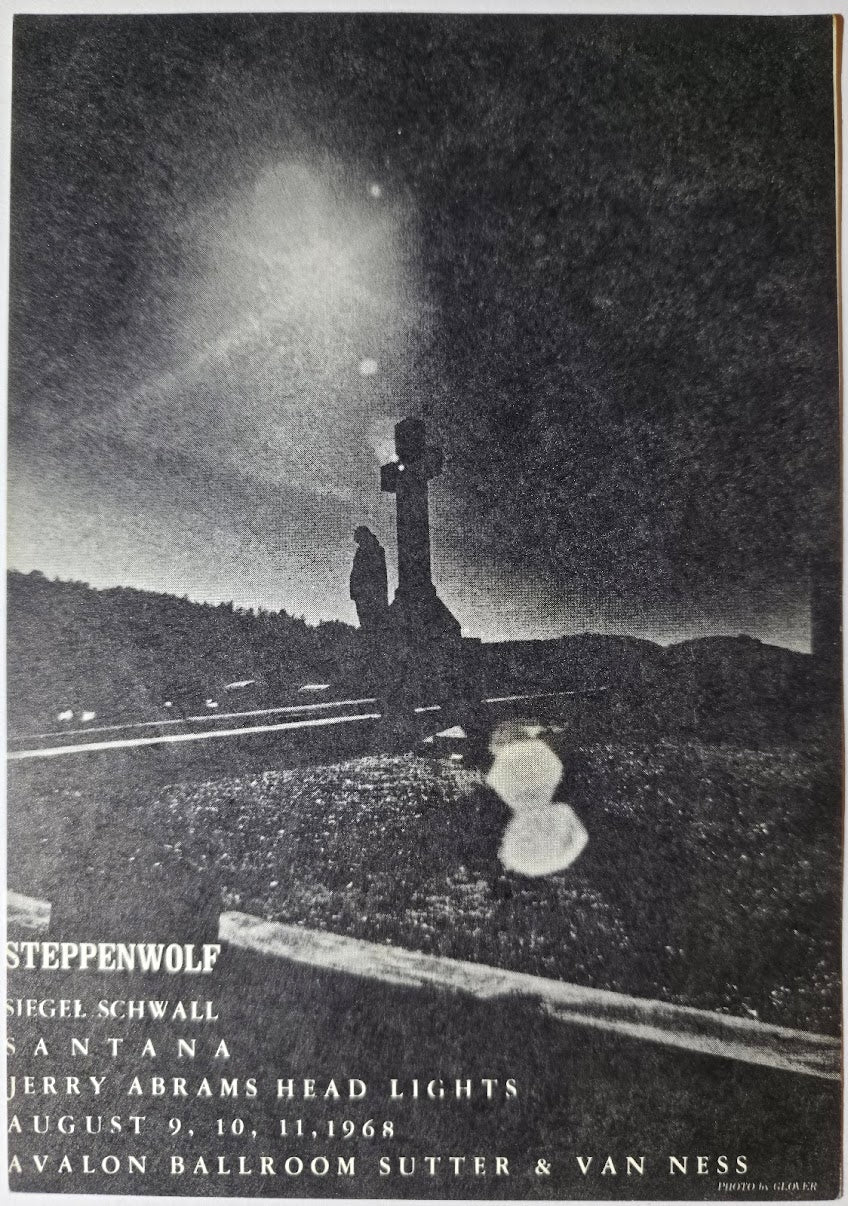 Steppenwolf, Siegel-Schwall Band, Santana, The Avalon Ballroom by Billy Glover - August 9-11, 1968 - Family Dog Vintage Postcard