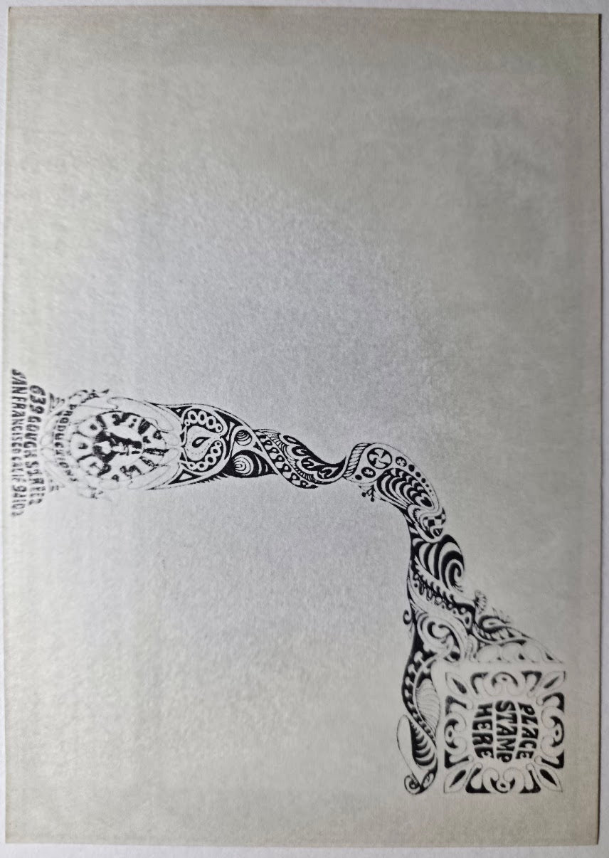 The Velvet Underground, Charlie Musselwhite, Initial Shock, The Avalon Ballroom by The West Will Sun Graffix, Bellmer Wright - October 18-20, 1968 - Family Dog Vintage Postcard