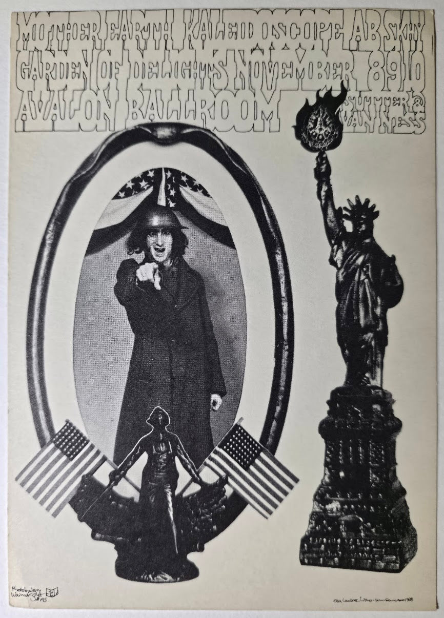 Mother Earth, Kaleidoscope, A.B. Skhy, The Avalon Ballroom by San Andreas Fault, Jerry Wainwright - November 8-10, 1968 - Family Dog Vintage Postcard