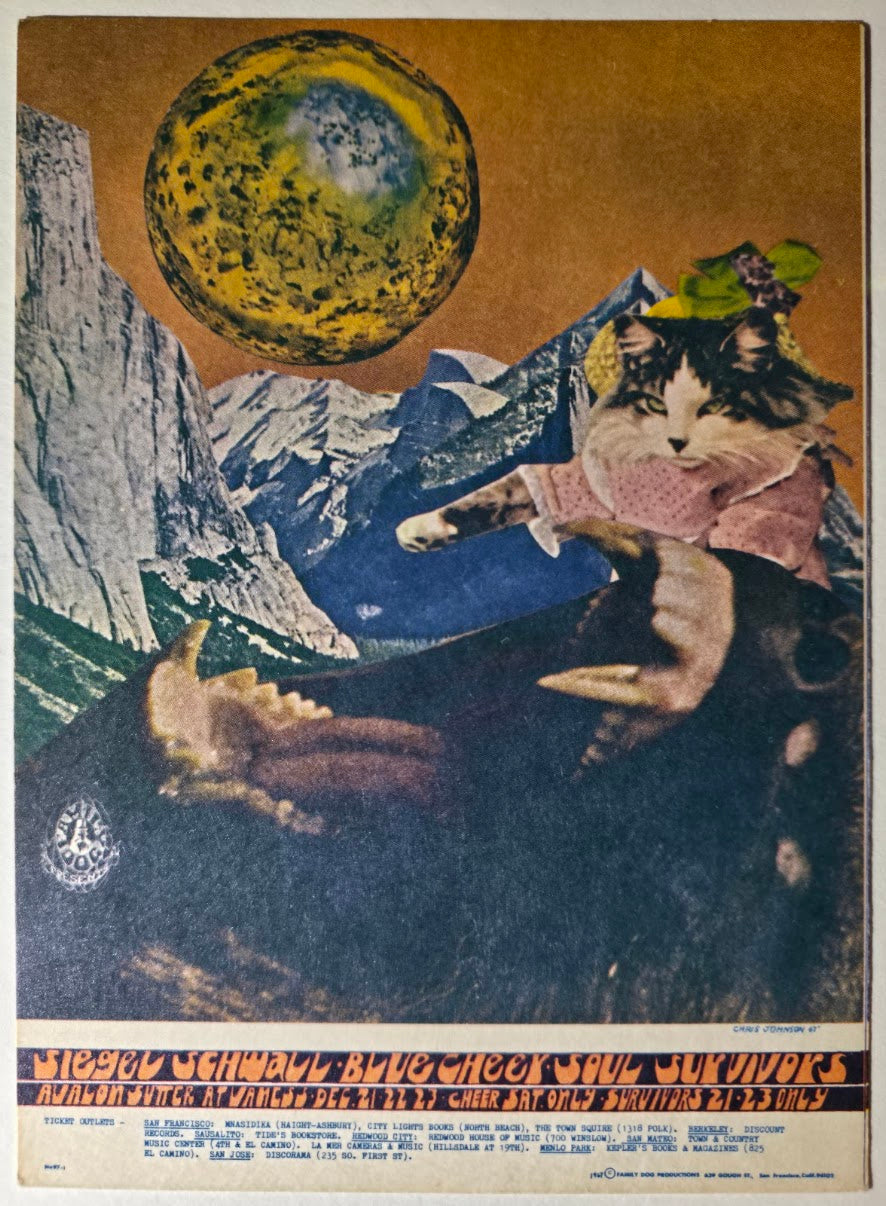 Siegel-Schwall Band, Blue Cheer, The Soul Survivors, The Avalon Ballroom by Chris Johnson - December 21-23, 1967 - Family Dog Vintage Postcard