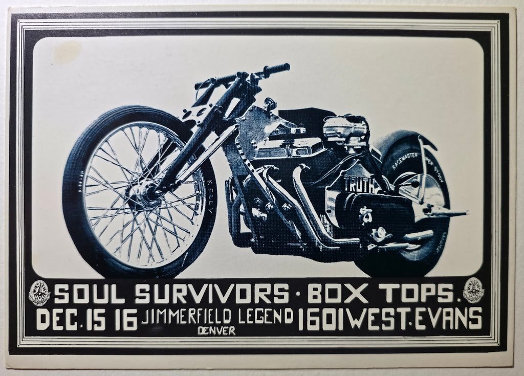 Soul Survivors, Box Tops, Jimmerfield Legend, Denver Dog by Stanley Mouse, Alton Kelley - December 15-16, 1967 - Family Dog Vintage Postcard