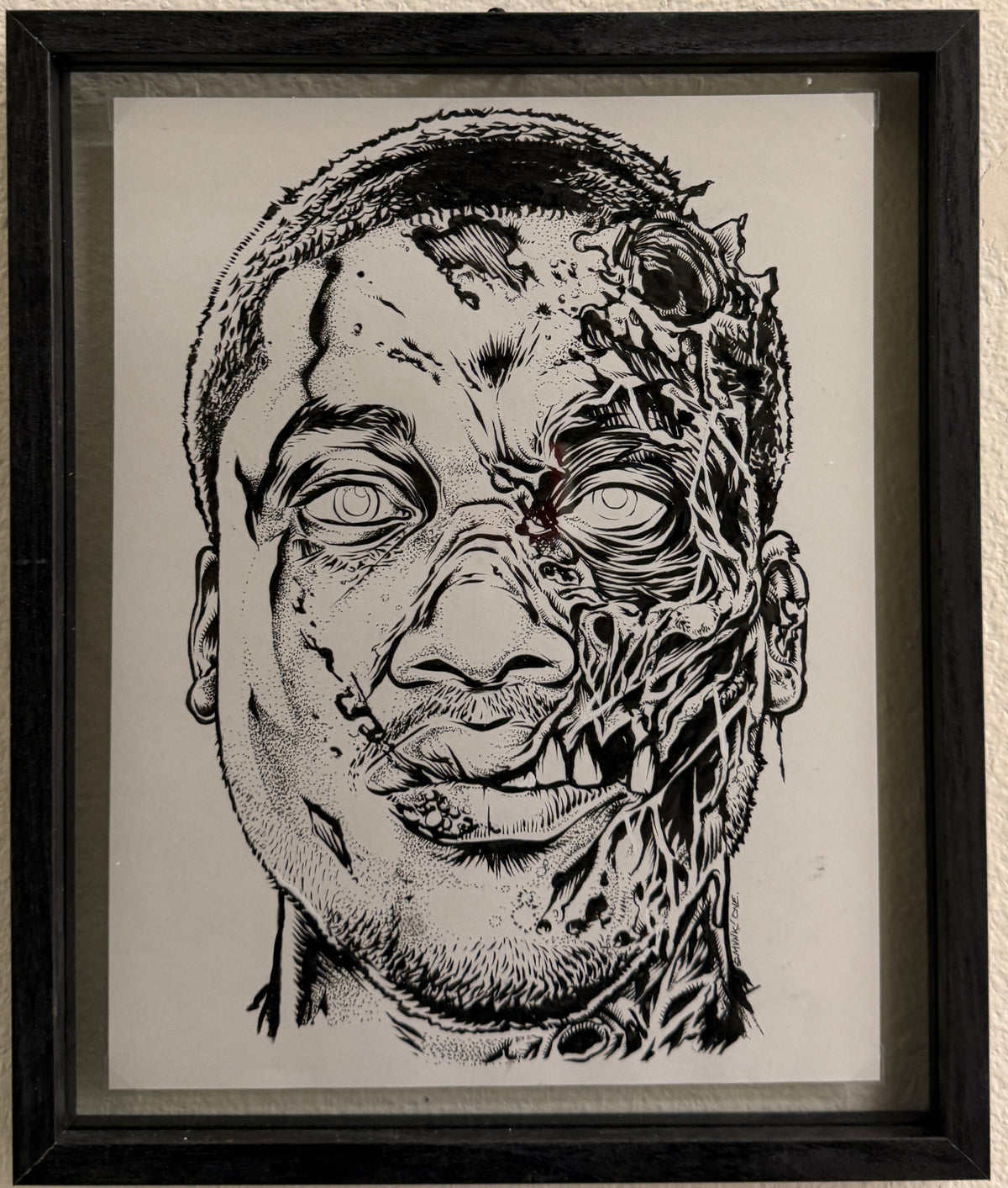 MUNK ONE "ZOMBIE FACE INK" Original Framed Artwork