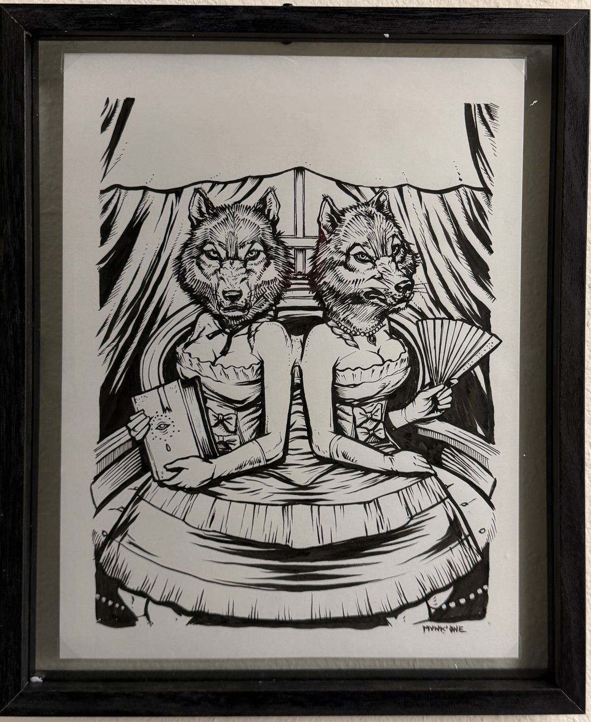 MUNK ONE "SG WOLVES INKS" Original Framed Artwork