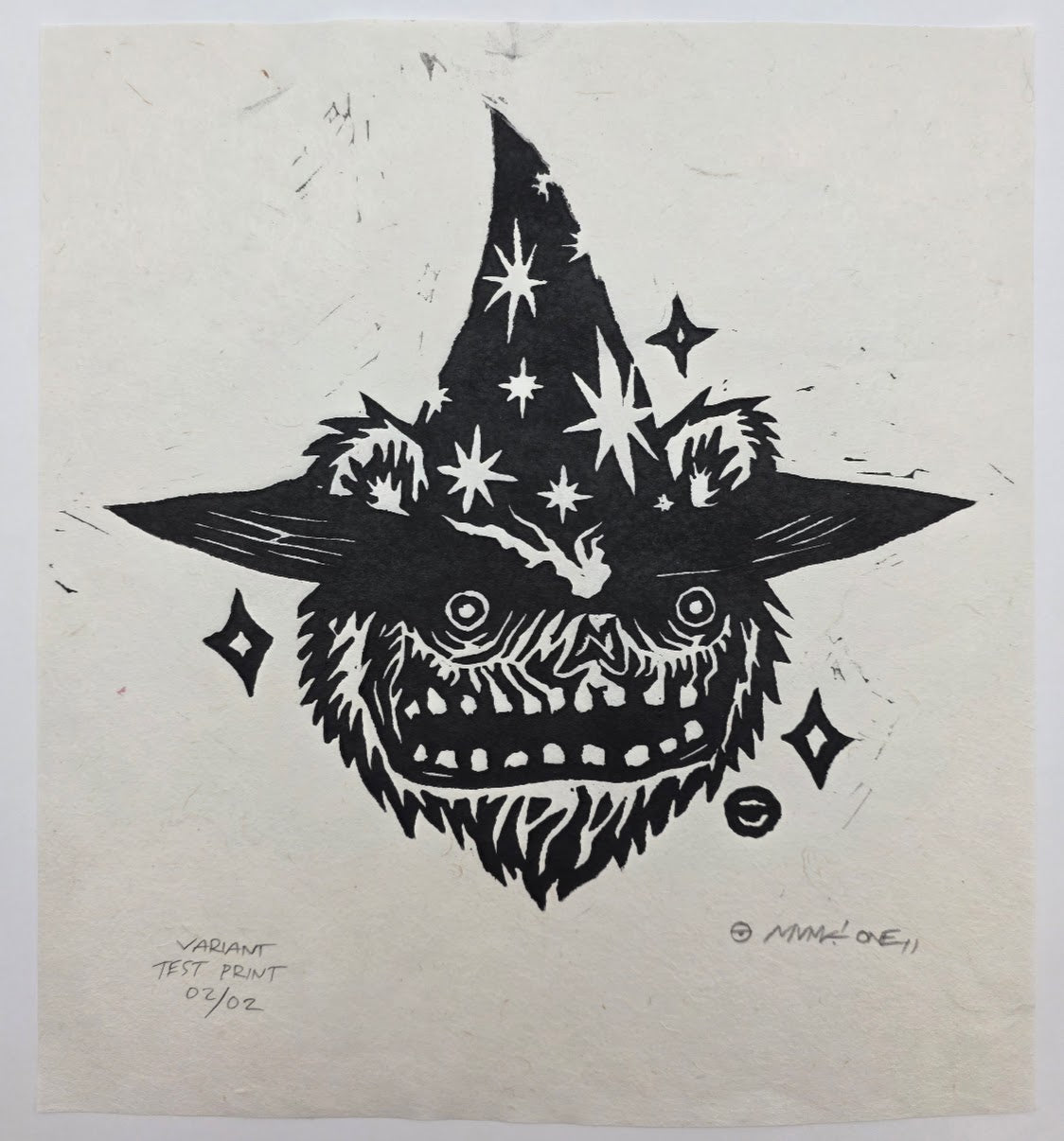 MUNK ONE "WIZARD BEASTIE" TEST VARIANTS LINO CUT PRINT