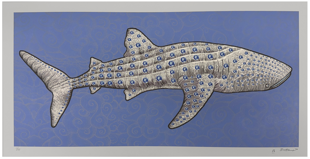 EMEK "Whaleshark" Grey Letterpress Print