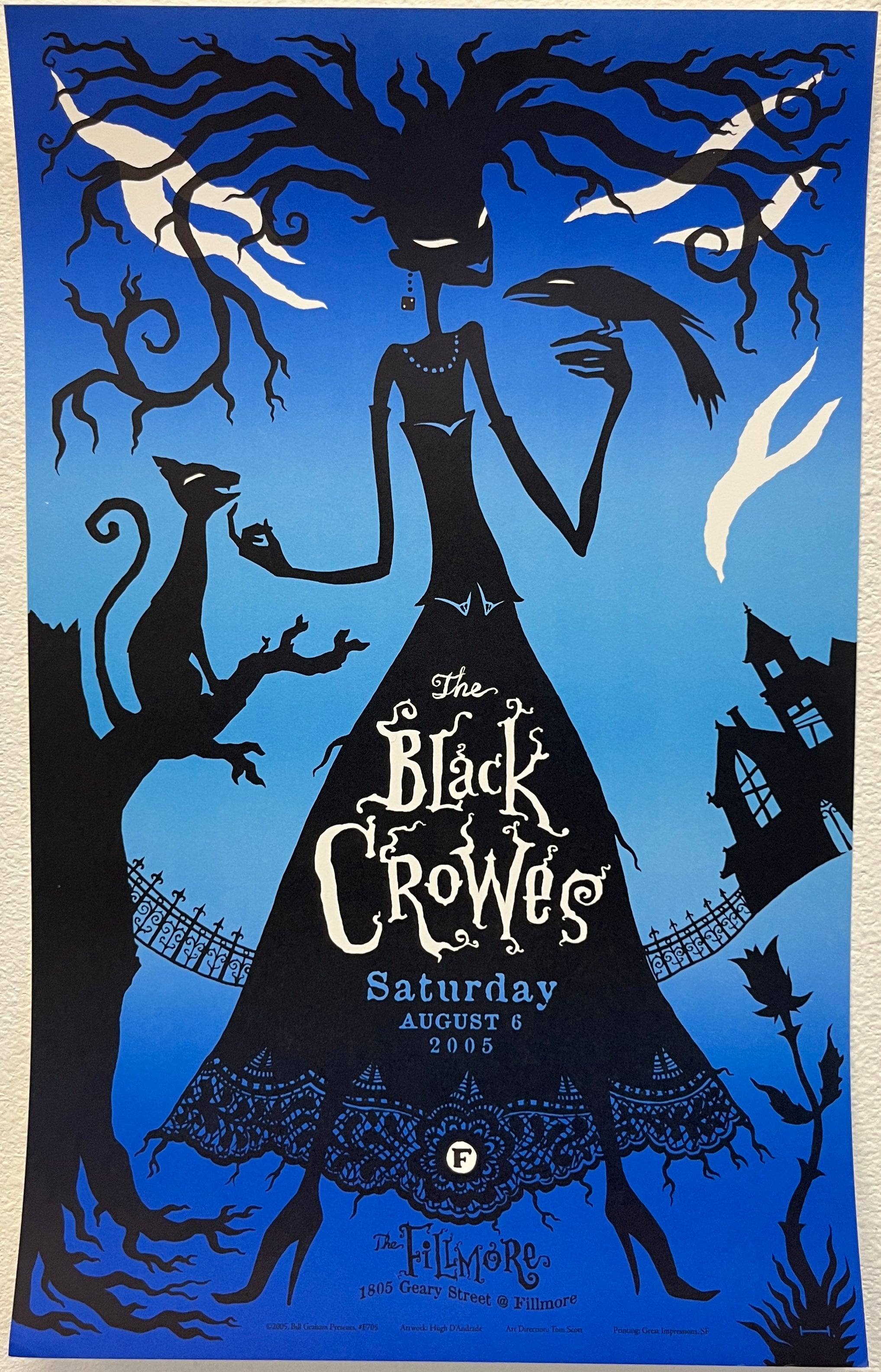 F705 The Black Crowes, The Fillmore by Hugh D'Andrade - August 6, 2005 - San Francisco, Fillmore Gig Print