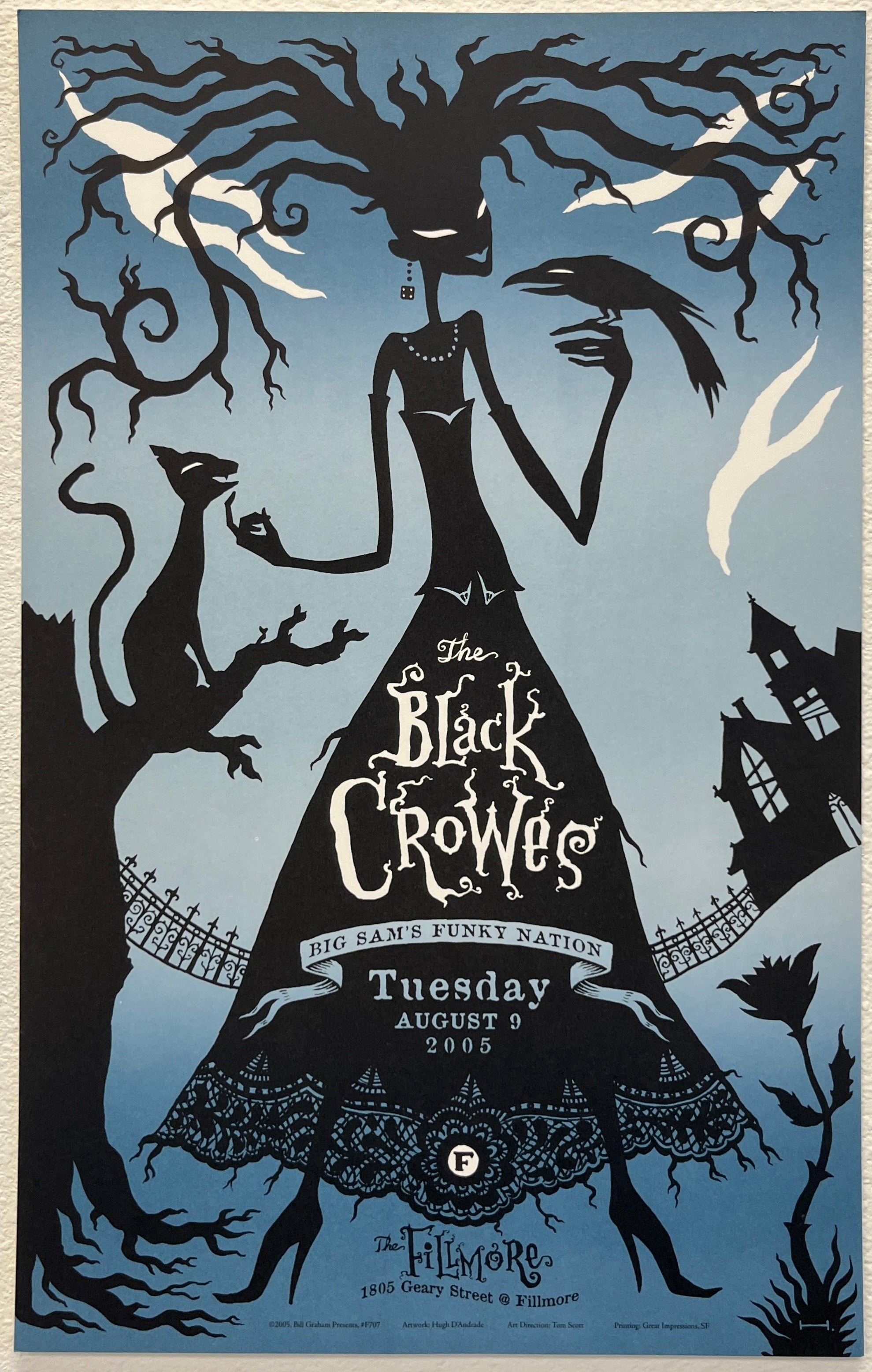 F707 The Black Crowes, The Fillmore by Hugh D'Andrade - August 8, 2005 - San Francisco, Fillmore Gig Print