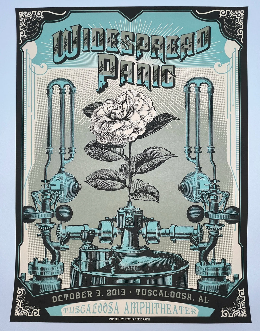 J19 "Widespread Panic Tuscaloosa Amphitheater" Tuscaloosa, AL, Justin Helton Status Serigraph Print
