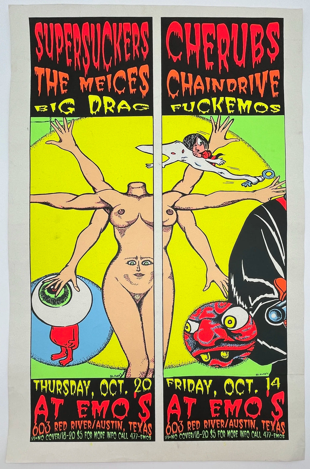 J504 "Supersuckers x Cherubs, Emos" Austin, TX, Lindsey Kuhn Uncut Print