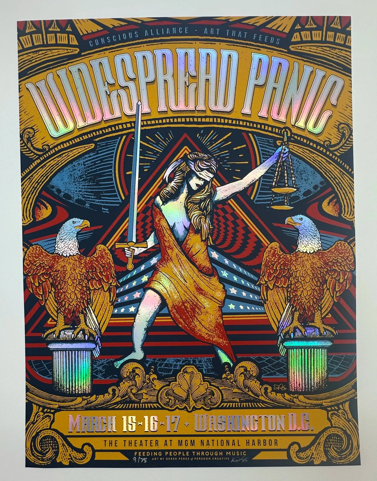 J96 "Widespread Panic The Theater at MGM National Harbor" Washington, DC, Derek Perez Foil Variant Print