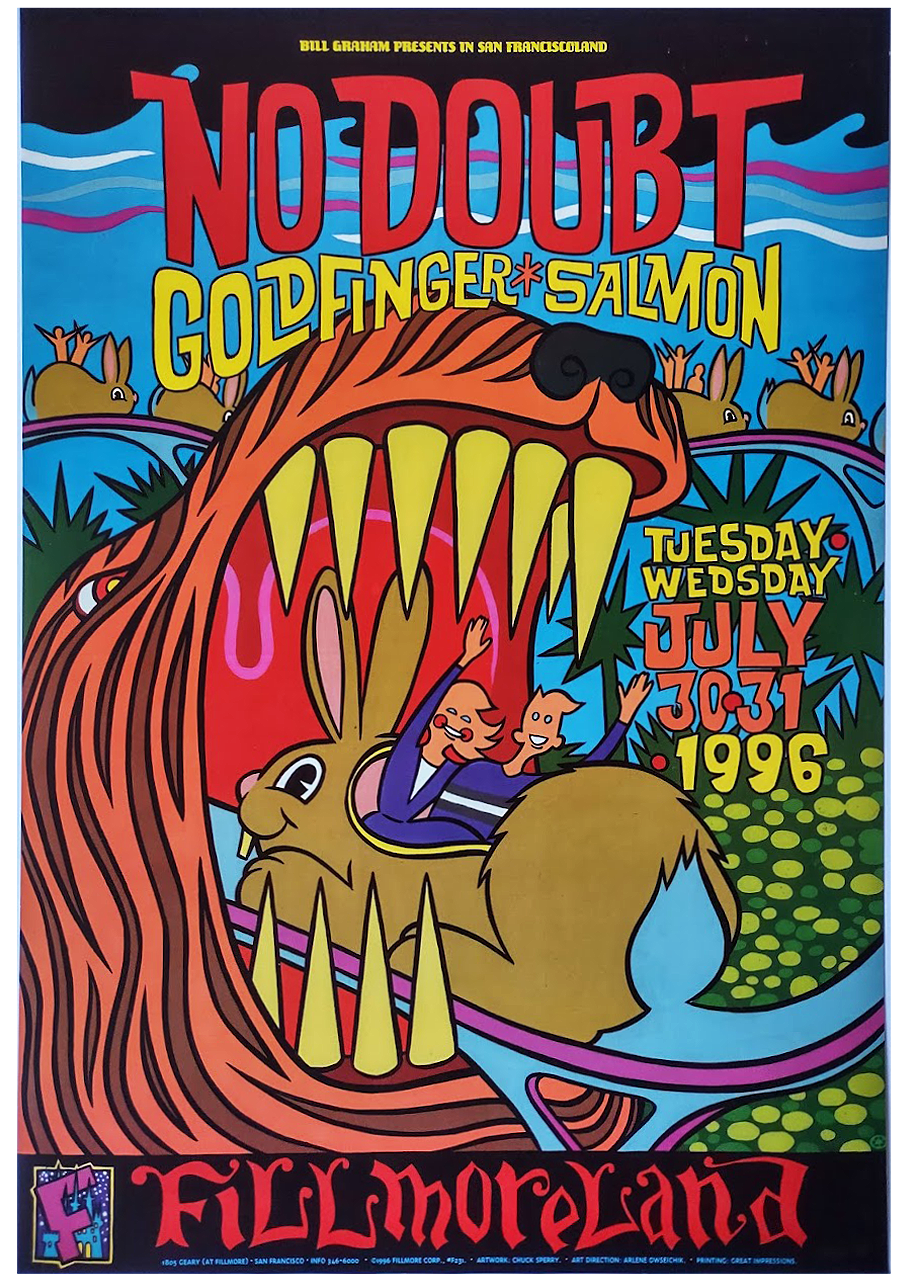 F231 No Doubt, The Fillmore by Chuck Sperry - July 30-31, 1996 - San Francisco, Fillmore Gig Print