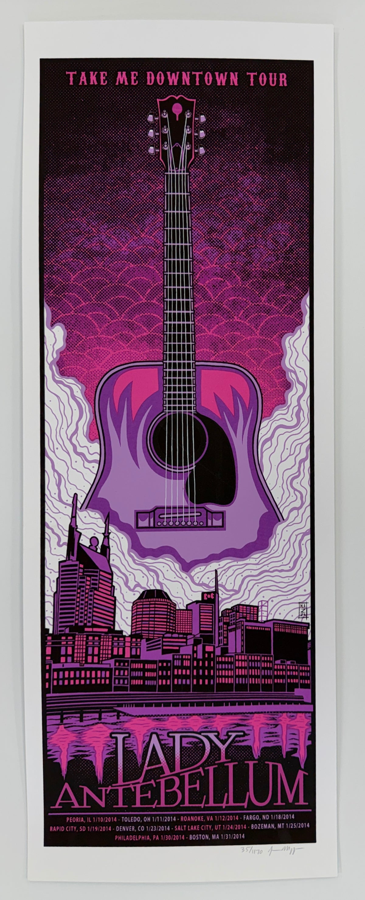 MAZZA "Lady Antebellum - Pink Guitar - January Tour" 2014 Print