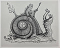 MAZZA "Snail Rider" Grey Letterpress Print