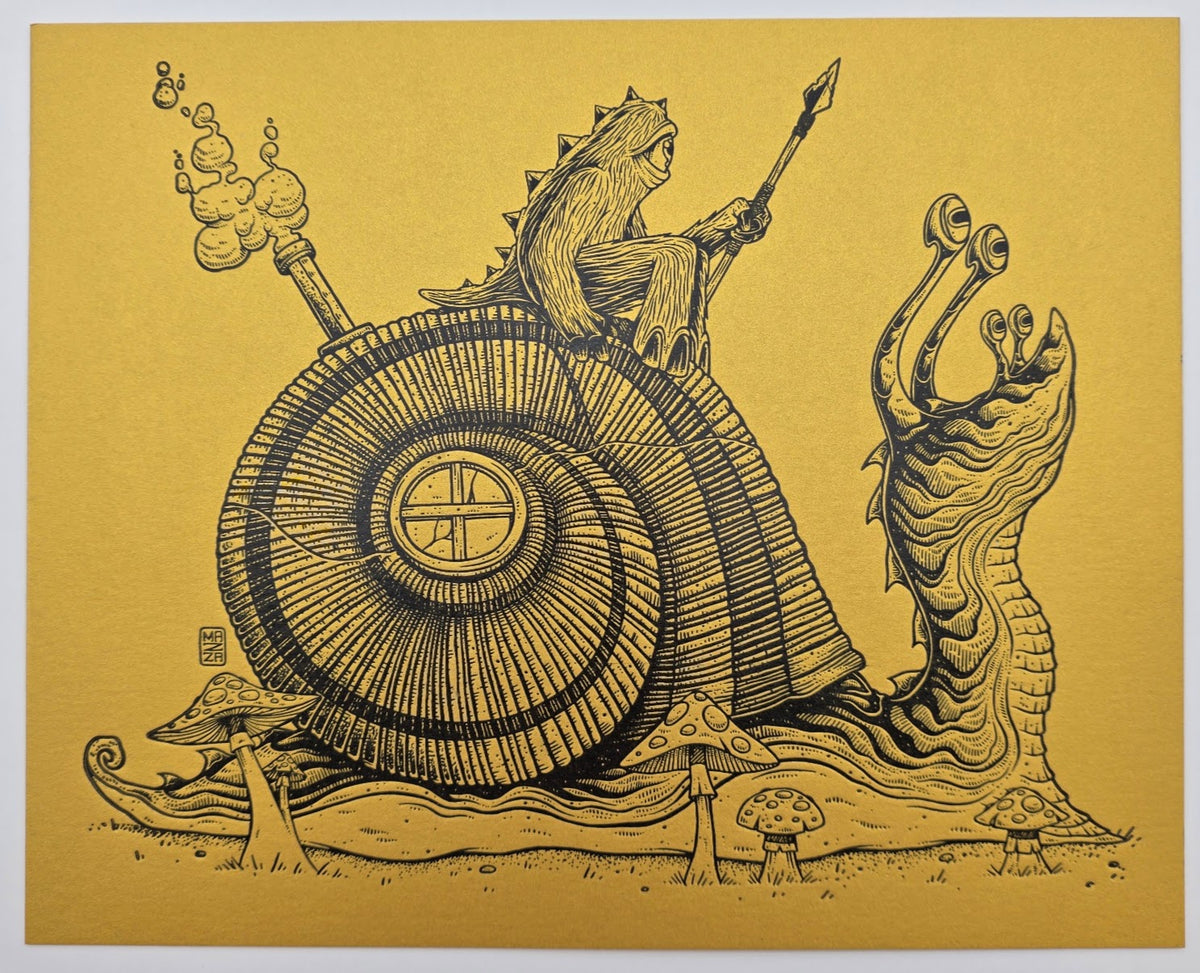 MAZZA "Snail Rider" Gold Letterpress Print