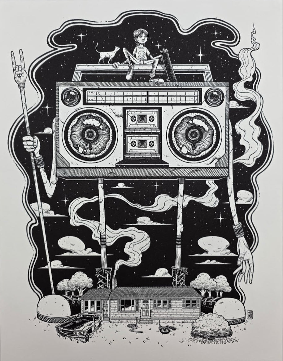 MAZZA "80s Kid" Brilliant White Letterpress Print