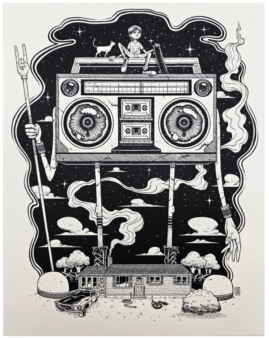 MAZZA "80s Kid" Cream Letterpress Print