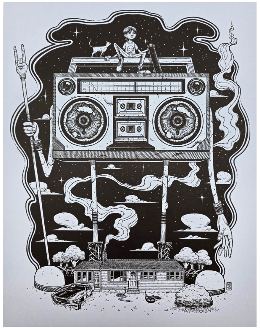 MAZZA "80s Kid" Light Blue Letterpress Print