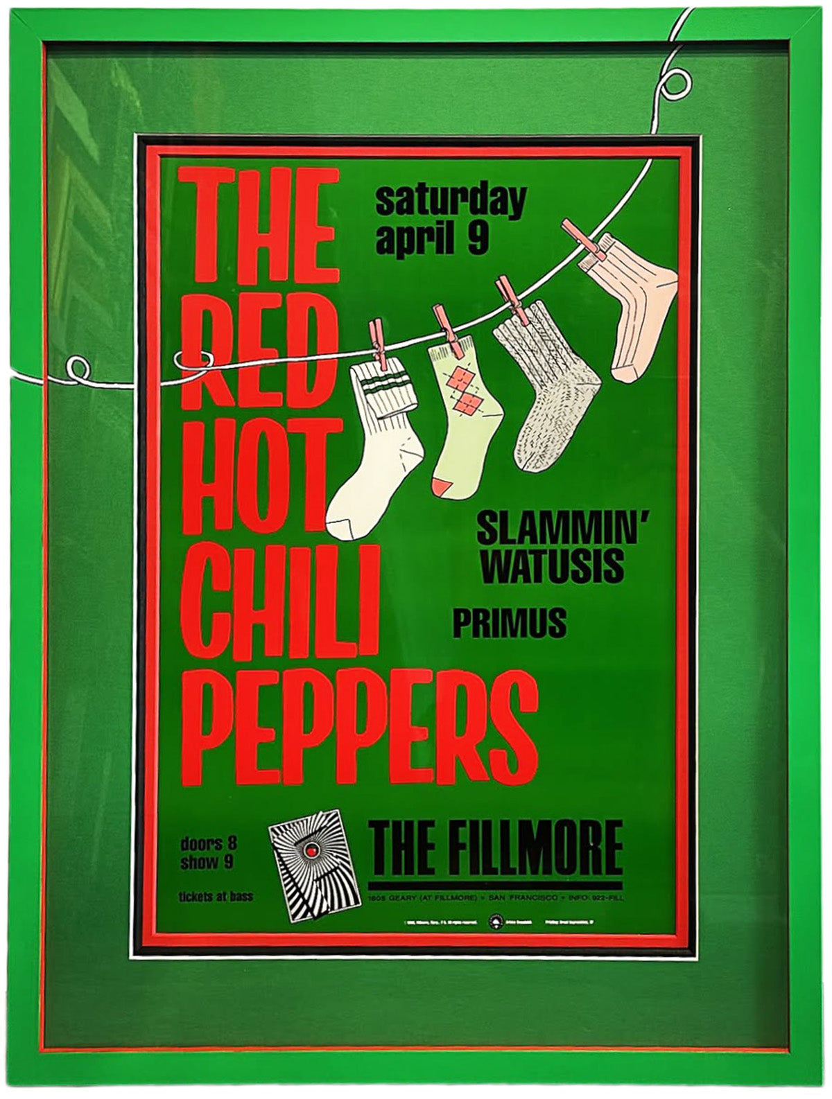 Custom Framed F5 Red Hot Chili Peppers- Arlene Owseichik - April 9, 1988 - Fillmore Print