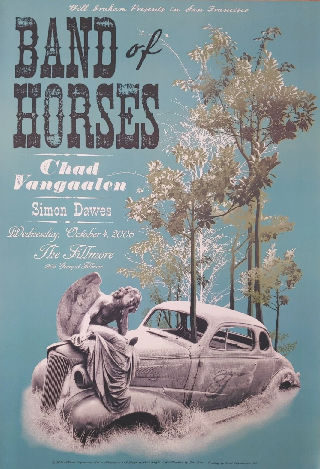 F811 Band Of Horses, The Fillmore by Chris Wright - October 4, 2006 - San Francisco, Fillmore Gig Print