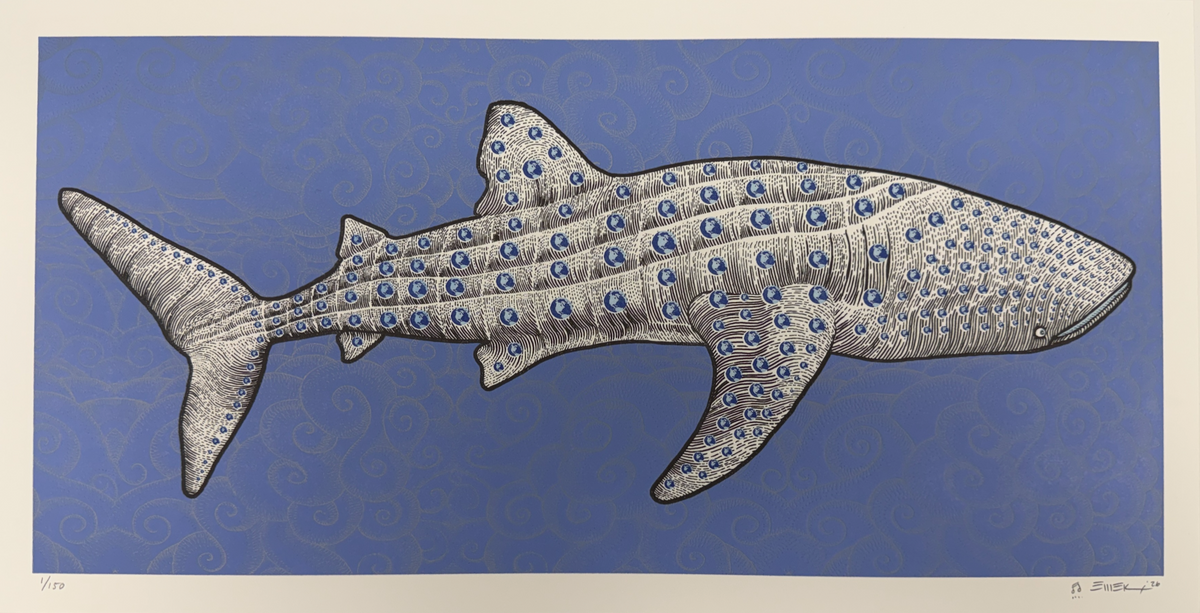 EMEK "Whaleshark" White Letterpress Print